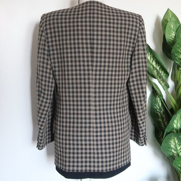 Giorgio Armani Collezioni Wool Blazer Jacket Luxury Checkered Plaid Designer 40 - Picture 6 of 14